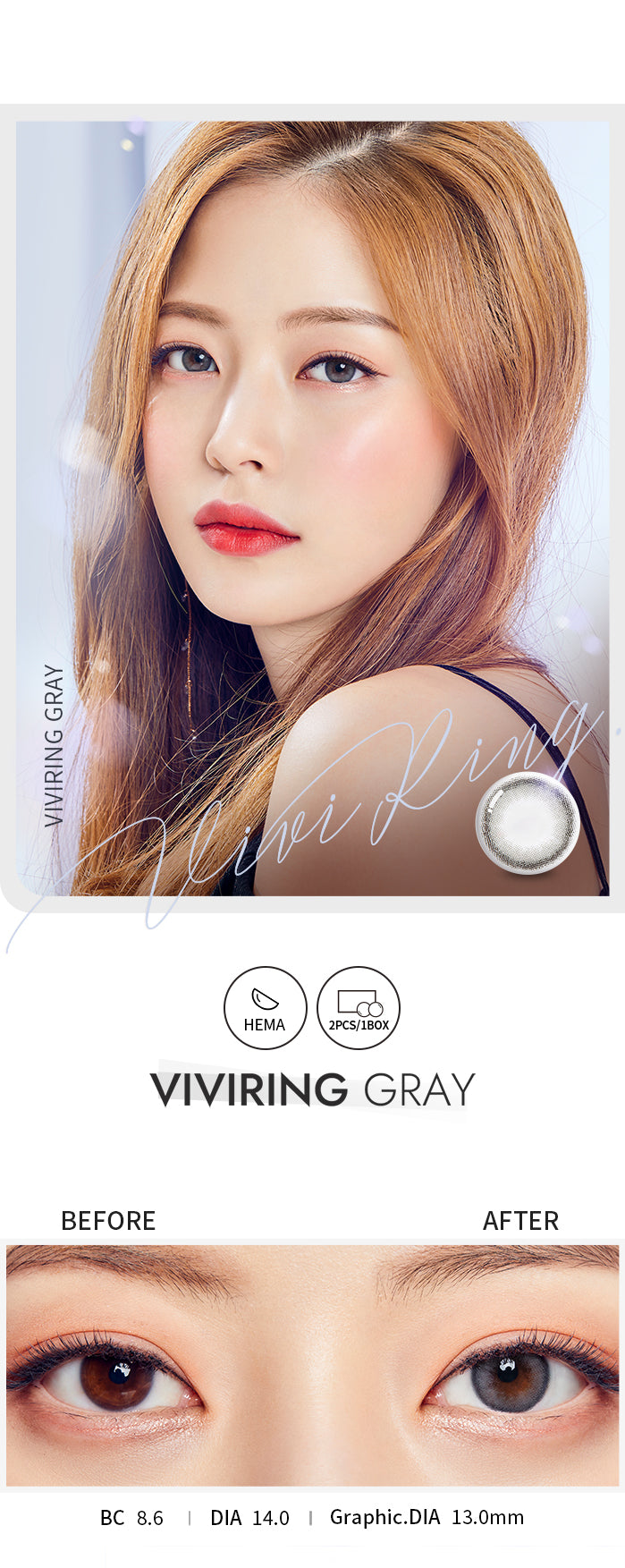 O-Lens Vivi Ring Gray | 1 Month