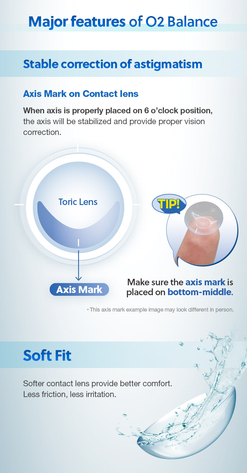 O-Lens O2 Balance 1Day Toric | Clear Toric Astig Lens | Daily 15 Pairs