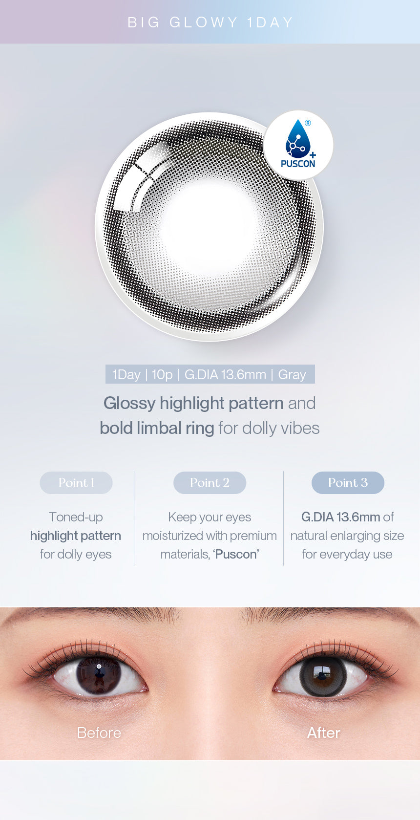 O-Lens Big Glowy Gray | Daily 5 Pairs