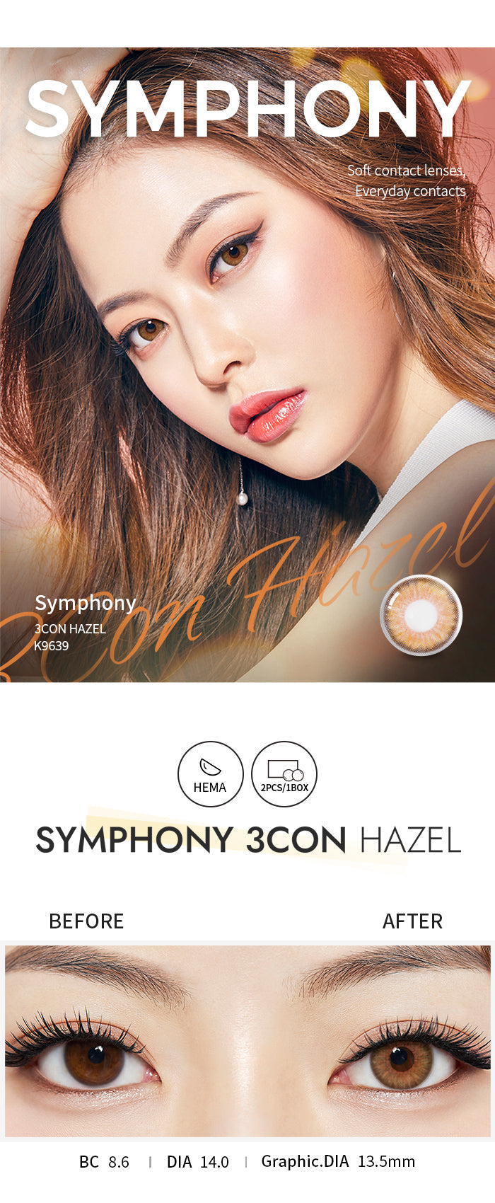 [Ready] O-Lens Symphony 3Con Hazel | 1 Month