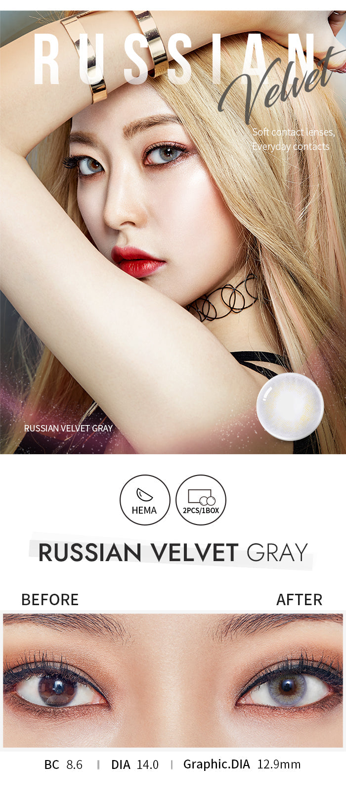 [Ready] O-Lens Russian Velvet Gray | 1 Month