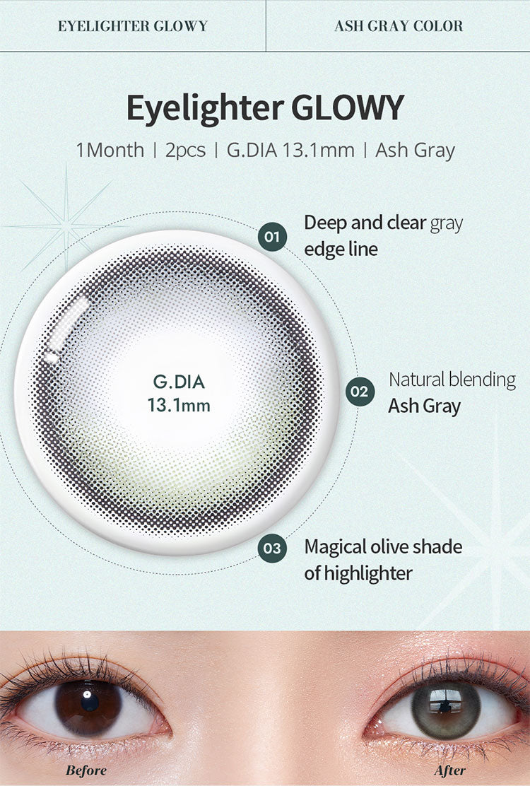 O-Lens Eyelighter Glowy Ash Gray | 1 Month