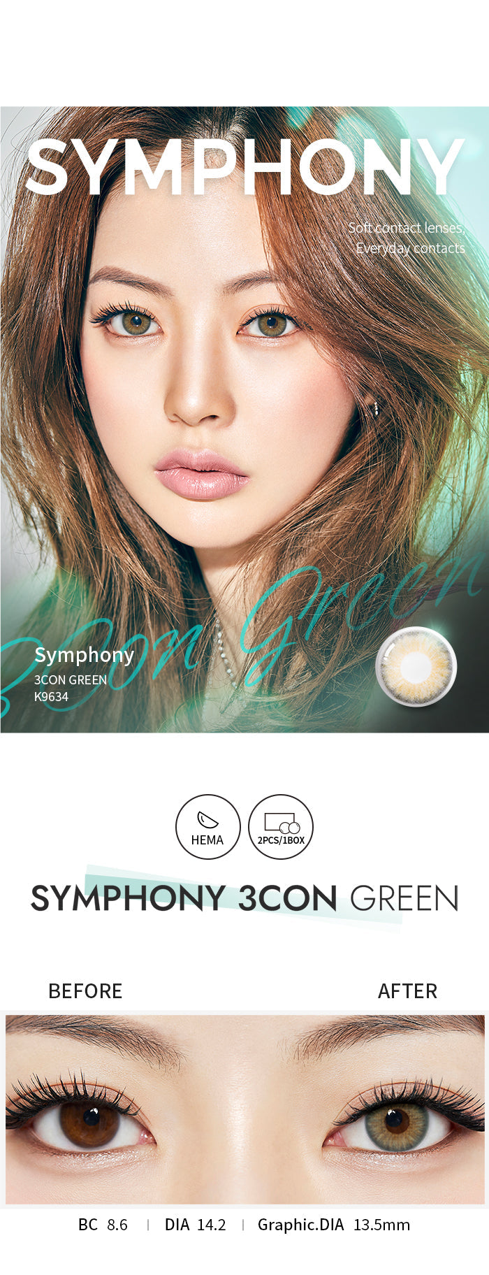 [Ready] O-Lens Symphony 3Con Green | 1 Month