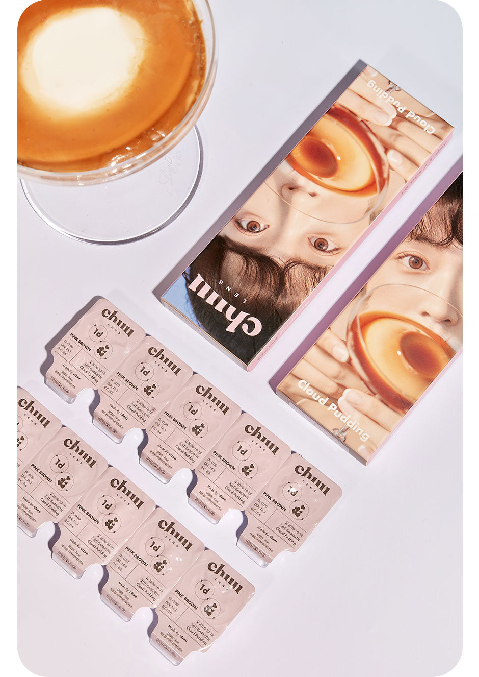 Chuu Lens Cloud Pudding Pink Brown | Daily 5 Pairs