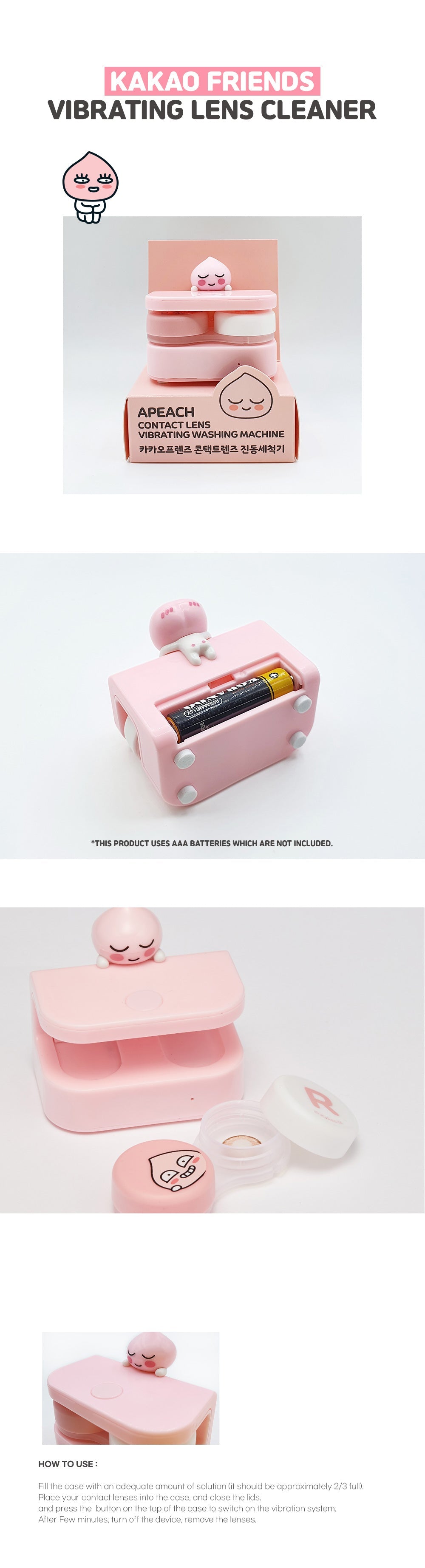 [Ready] Kakao Friends Vibrating Contact Lens Cleaner - Ryan & Apeach